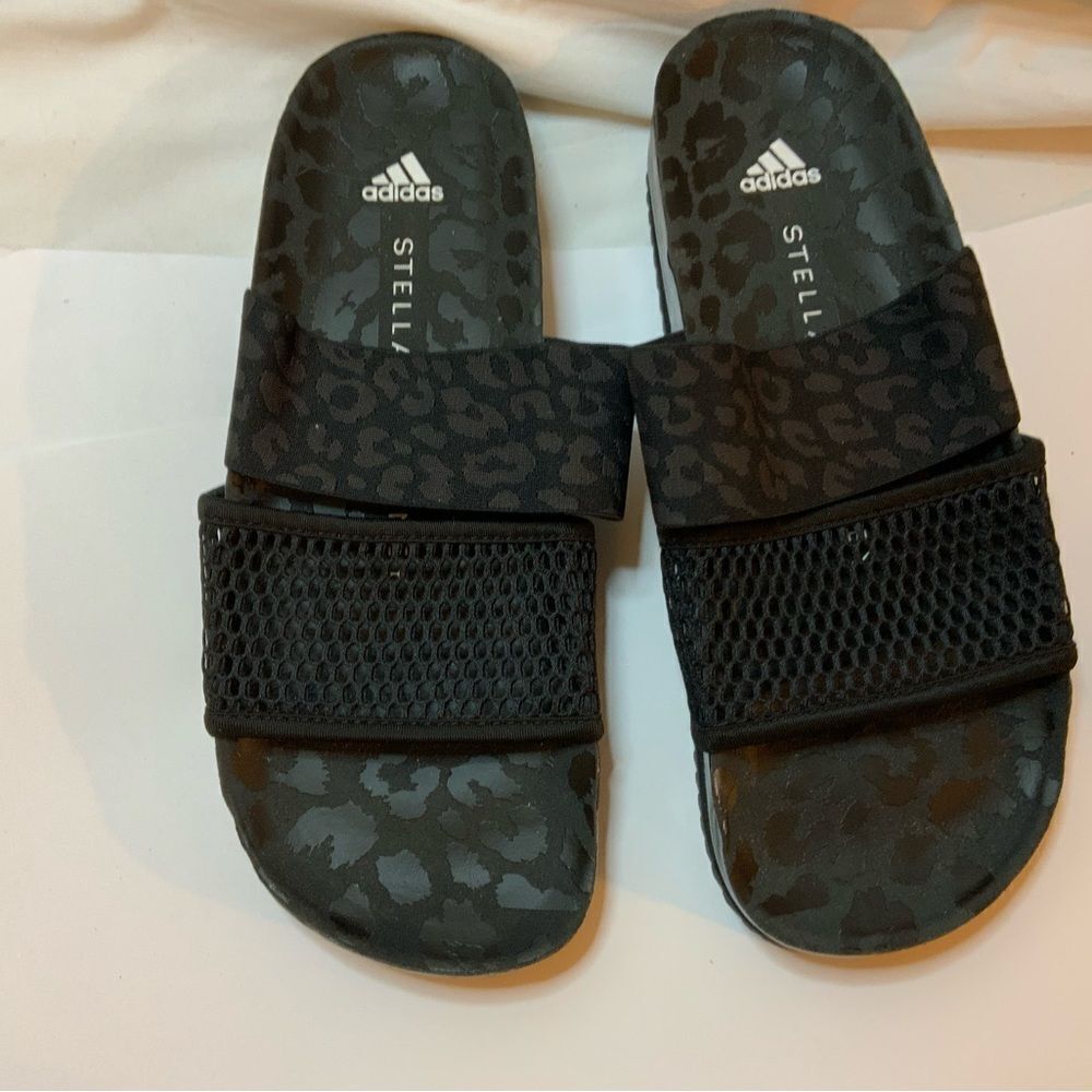 New adidas Stella-Lette Stella McCartney Slides Sandals Leopard Black Women's 8